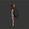 Game Movie Character With Cat Ear Headdress Long Black Hair And Egyptian Style Outfit