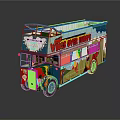 Double Decker Bus with Wings over Africa Theme and Colorful Scenic Decorations