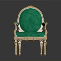 Elegant Classic Green Velvet Chair With Golden Carved Armrests And Ornate Legs