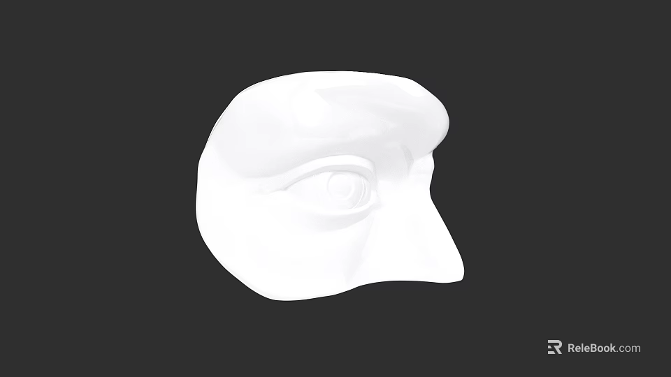 White Mask With Detailed Eye And Nose Features On Black Background 3d model 
