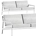 Modern Sofa Design With Wooden Frame Beige Cushions And Striped Backrest Details