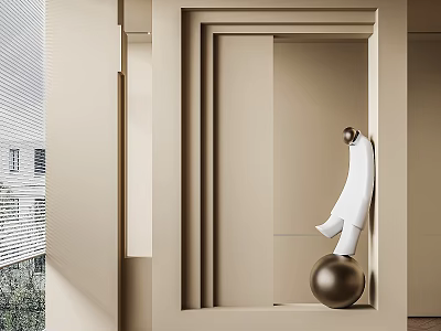 Minimalist Modern Foyer Hallway With Art Decor 3d model