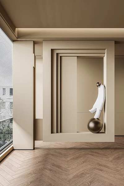 Minimalist Modern Foyer Hallway With Art Decor 3d model