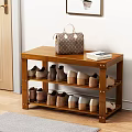 Wooden Multi tier Shoe Bench with Storage Shelves for Shoes Bags and Books