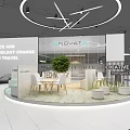 NOVAT Green Energy Auto Show Exhibition Booth With Curved Roof Lighting And White Car