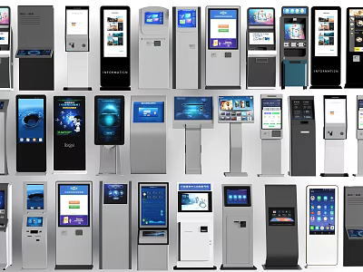 Smart Machines Self Service Kiosks With Interactive Touch Screens And Multiple Models 3d model