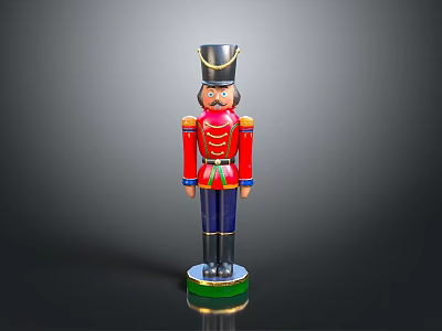 Game Movie Character Nutcracker Soldier Red Uniform Blue Pants Silver Hat Green Base 3d model
