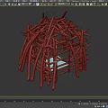 Stone And Wood Dome Shaped Shelter Structure Built Using Natural Tree Branches 3d model