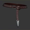 Burgundy Leather Belt With Adjustable Strap Metal Buckle Rivets And Metal Tip