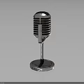 Vintage Microphone With Retro Metal Grille Stand Base And Classic Design For Recording