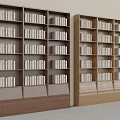 Brown and Light Brown Wooden Bookcases with Multiple Shelves Filled with Books and Bottom Drawers
