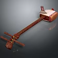 Traditional Chinese Stringed Musical Instrument With Intricate Painted Wooden Body And Neck