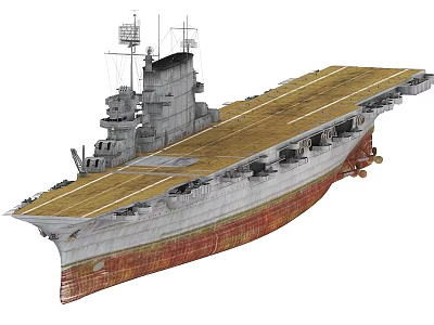 Military Aircraft Carrier With Flight Deck Superstructure And Rustic Hull Design 3d model