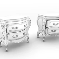 Classic Gray Bedside Tables With Carved Details Gold Handles And Elegant Legs