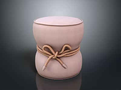 Soft Pink Cylindrical Daily Living Product With Decorative Rope Knot And Comfortable Fabric 3d model