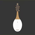 Lute Shaped White Home Living Accessory With Wooden Neck And Decorative Design