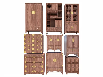 Traditional Entryway And Side Cabinets Showcasing Wooden Texture Classic Patterns And Storage Solutions 3d model
