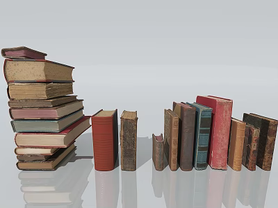 Colorful Stacked And Arranged Books With Various Sizes And Hardcover Details 3d model