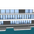 Modern Homestay Building Featuring White Exterior Large Glass Windows Green Lawn And Trees