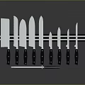 Stainless Steel Kitchen Knife Set With Multiple Blades Black Handles And Magnetic Holder