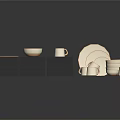 Modern Minimalist Ceramic Tableware Set With Stacked Plates Bowls And Cups