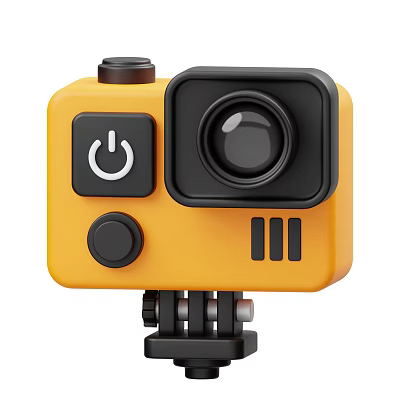 Yellow Smart Camera With Black Lens Power Button Vents And Tripod Mount 3d model