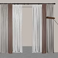 Brown Beige White Layered Curtains Hanging With Sheer Panels And Floor Lamp