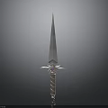 Ornate Fantasy Sword With Spiral Hilt Intricate Guard And Pointed Blade
