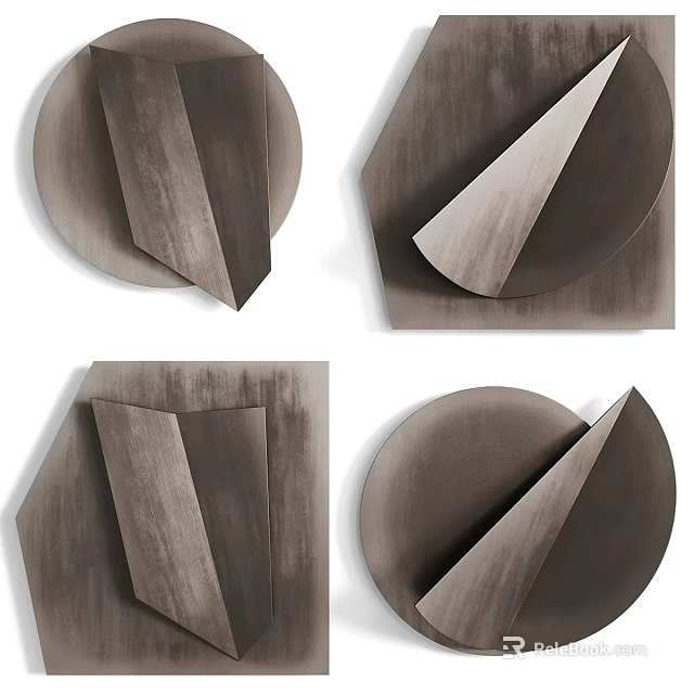 Modern Geometric Wall Decor For Home Interior With Irregular Brown Textured Design 3d model 