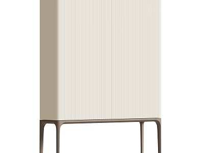 Modern Beige Entryway Cabinet Sideboard With Vertical Stripe Design And Dark Legs 3d model