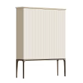Modern Beige Entryway Cabinet Sideboard With Vertical Stripe Design And Dark Legs
