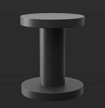 Black Round Side Table With Cylindrical Leg And Smooth Tabletop Design 3d model