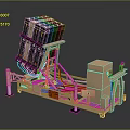 Industrial Mechanical Stacking Device With Black Containers And Beige Control Base 3d model
