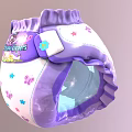 Sun Princess Baby Diaper With Purple White Ruffled Edges Butterfly Star Patterns