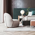 Modern Bedroom Interior With Green Headboard Bedside Tables Accent Chair And Herringbone Floor