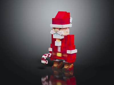 Pixel Style Santa Claus Themed Christmas Decorative Furniture Figurine Ornament 3d model