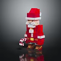 Pixel Style Santa Claus Themed Christmas Decorative Furniture Figurine Ornament