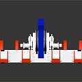 Game Movie Mechanical Character With Red Thrusters Blue Top And Silver Metal Structure