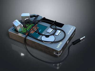 Vintage NSD Computer Device With Digital Display Control Buttons And Headphone Jack 3d model