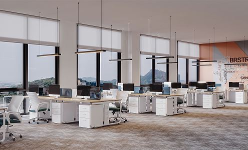 modern public office area office area 3d model