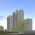 Modern High Rise Residential Building Exterior With Glass Windows And Ground Floor Entrance