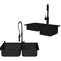 Black Stainless Steel Kitchen Sink Double Bowl With Faucet And Drainer