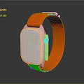 Modern Watch With Orange Strap Square Dial And Metal Case Design 3d model