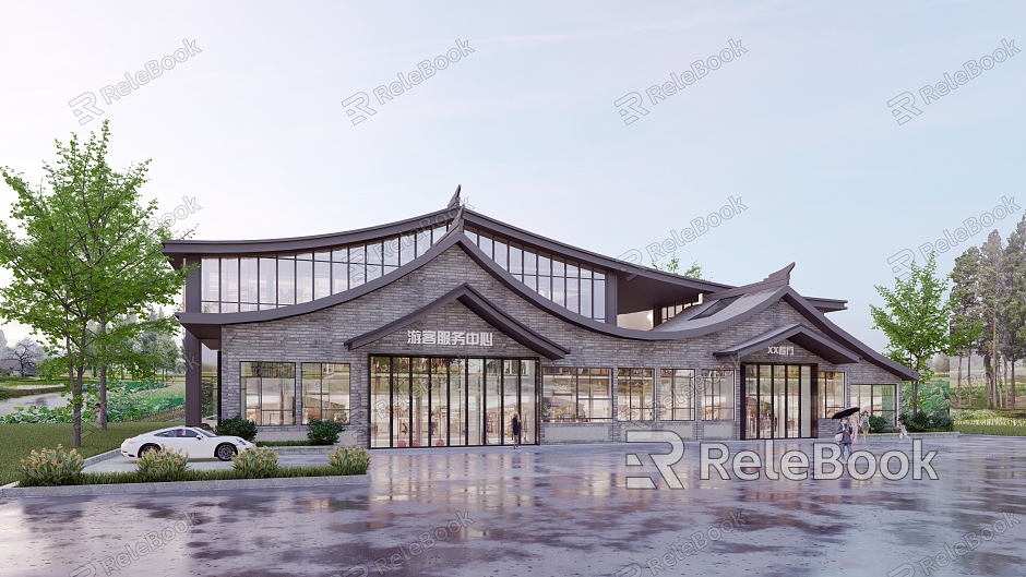 New Chinese Tourist Service Center Tourist Service Center Exhibition Hall Sales Office Cultural Center model