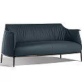 Deep Blue Leather Multi Person Sofa With Modern Design And Metal Legs 3d model