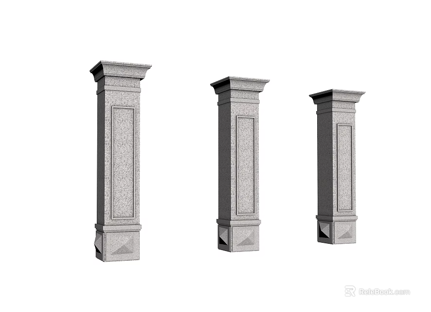 Architectural Columns Stone Decorative Top And Base Details Textured Surface For Building Design 3d model 