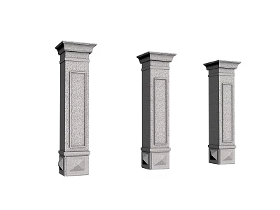 Architectural Columns Stone Decorative Top And Base Details Textured Surface For Building Design 3d model