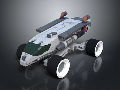 Modern Military Vehicle With Armored Gray Green Body Large Wheels And Roof Exhaust Pipes 3d model