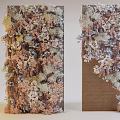 Romantic Floral Decorative Backdrop With Pastel Pink White Gray Flowers And Textured Leaves