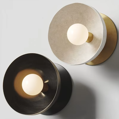 Modern Wall Lamps With Round Bases And Spherical Light Bulbs In Black And Beige 3d model